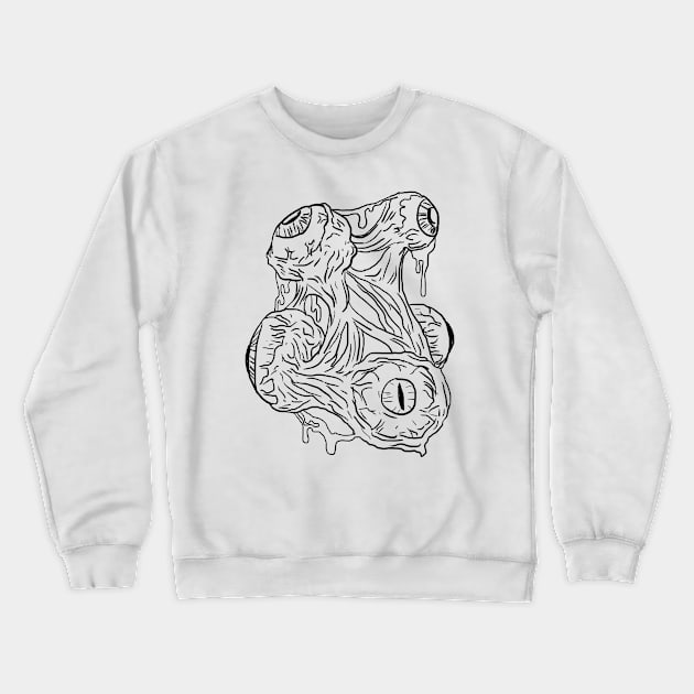 Scary Eye Monster Horror Black Lineart Crewneck Sweatshirt by Moonwing